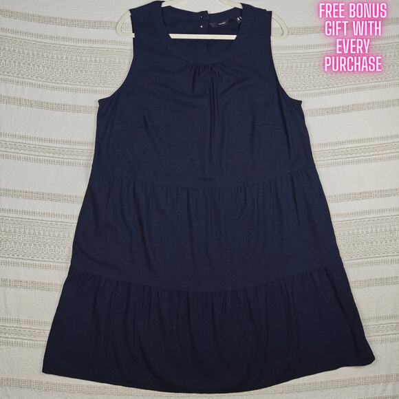 Vero Moda Navy Sleeveless Tiered Shift Dress Size 16 NEW - Picture 1 of 8